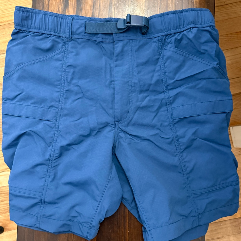 Navy Blue Nylon Utility Shorts